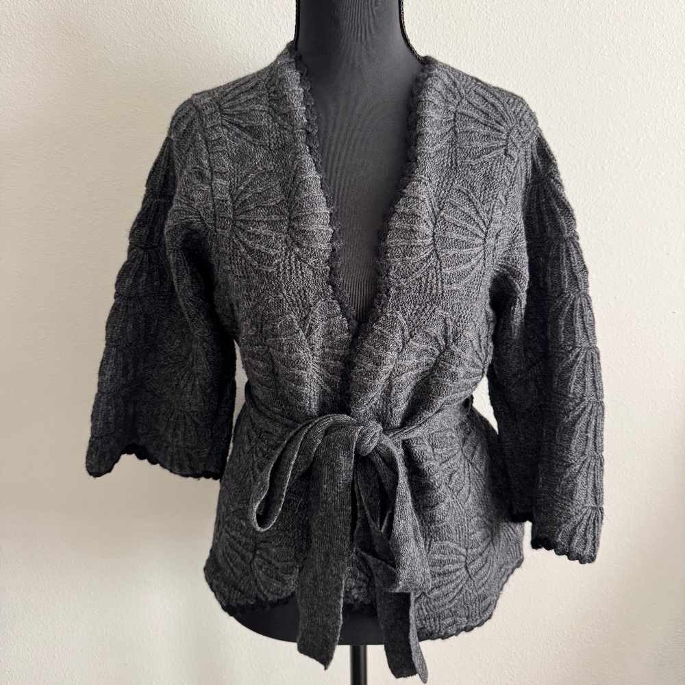 Anthropologie Guinevere Wool Blend Scallop Cardigan Sweater Size M
